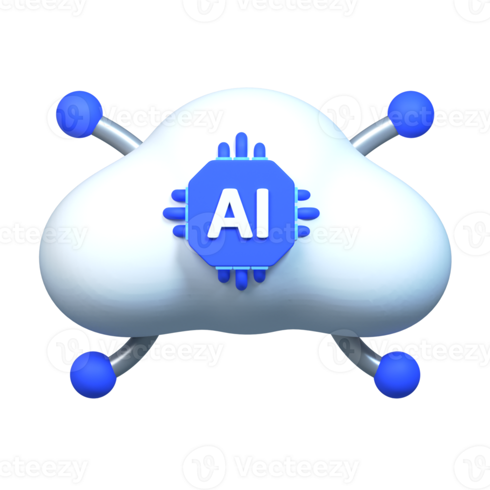 3D rendered Cloud Connection AI illustration png