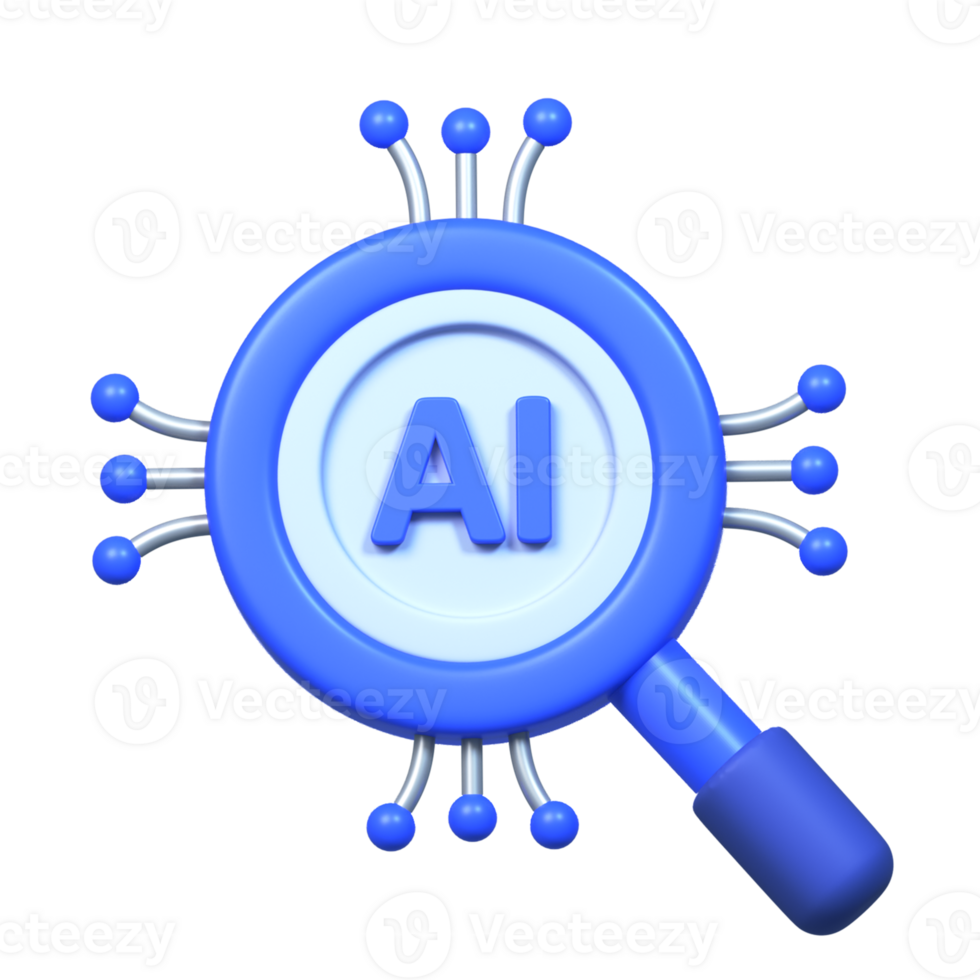 3D rendered search AI illustration png