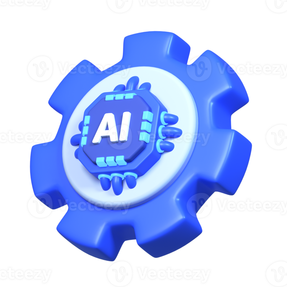 3D rendered machine AI illustration png