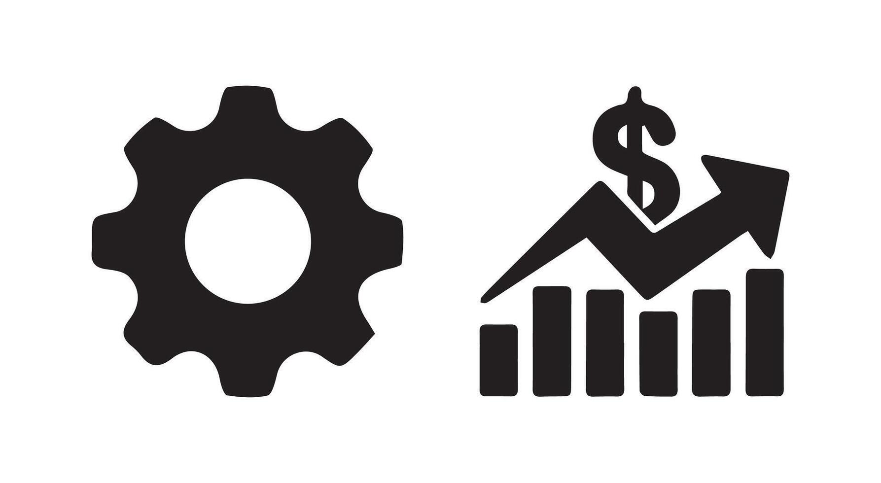 Simple gear with dollar sign icon. Business growth icon vector