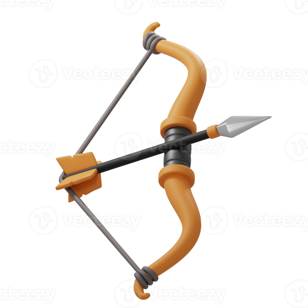 3D rendered bow and arrow illustration png