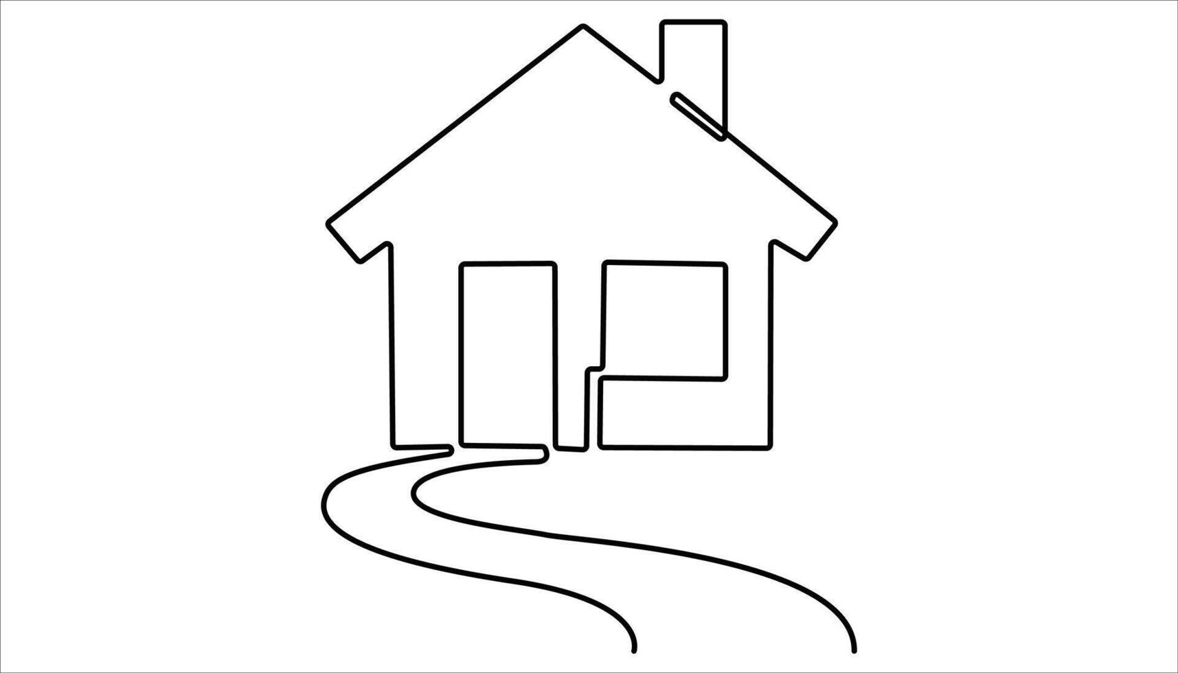 House icon continuous one line drawing. Home, house sign line continuous drawing illustration. vector