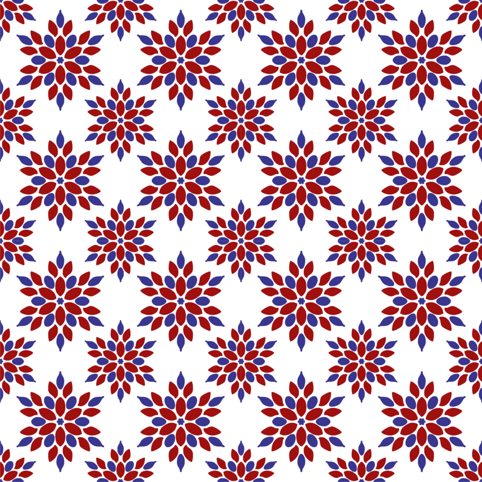 blue and red colorful ethnic floral mandala motif seamless pattern for wallpaper and tile png
