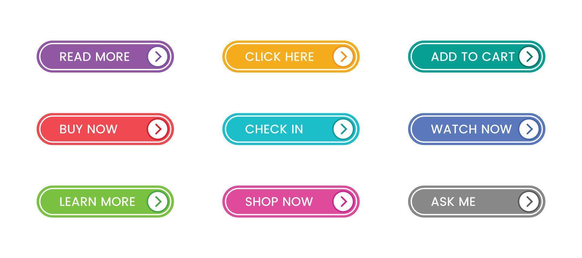 Click Here Button with pointer clicking. Web button set. Click button. Clicking the icon. Action button click here with click cursor. illustration. vector