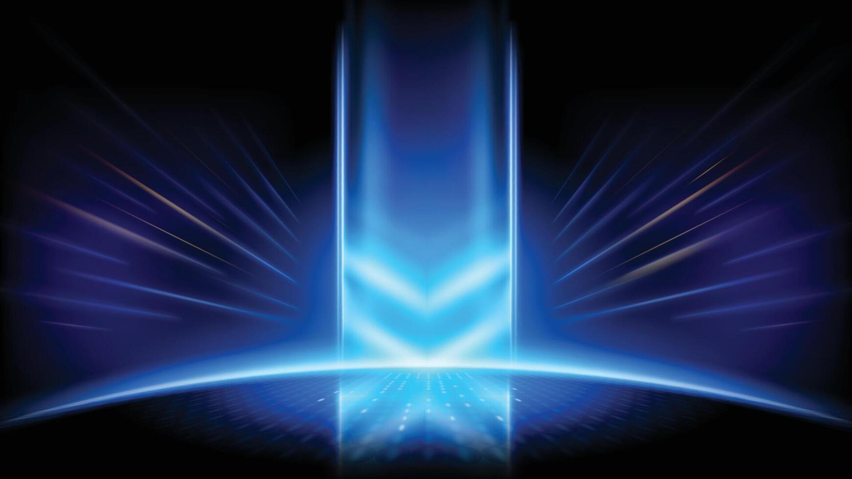 Elegant abstract background. Blue light rays from central point, futuristic technology designs. vector