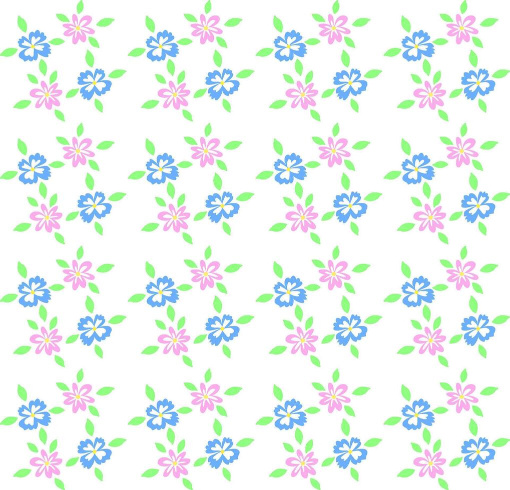 Delicate floral seamless pattern with delicate blue and pink flowers on a transparent background vector