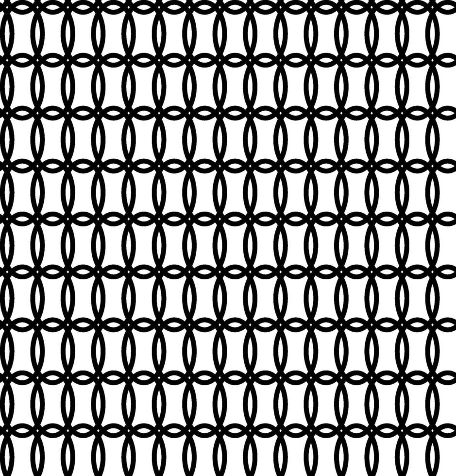 Seamless geometric pattern of ovals in the form of a black patterned lattice on a white background vector