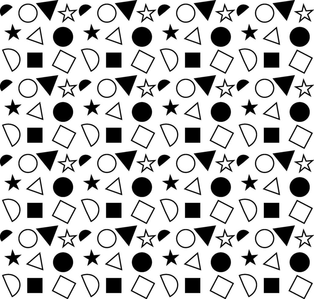 Seamless pattern with different geometric shapes in black on a white background vector