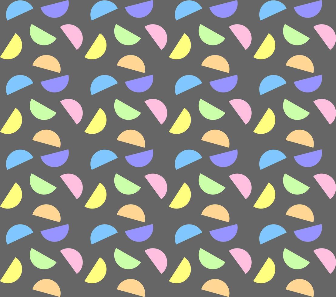 Seamless geometric pattern drawn in pastel colors in the form of multi-colored semicircles on a gray background vector