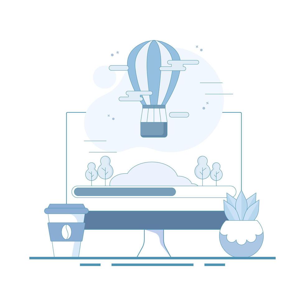 Loading Concept. System software update and upgrade. Loading process screen. Loading bar icon with indicator. Flat design illustration for Landing Page. vector