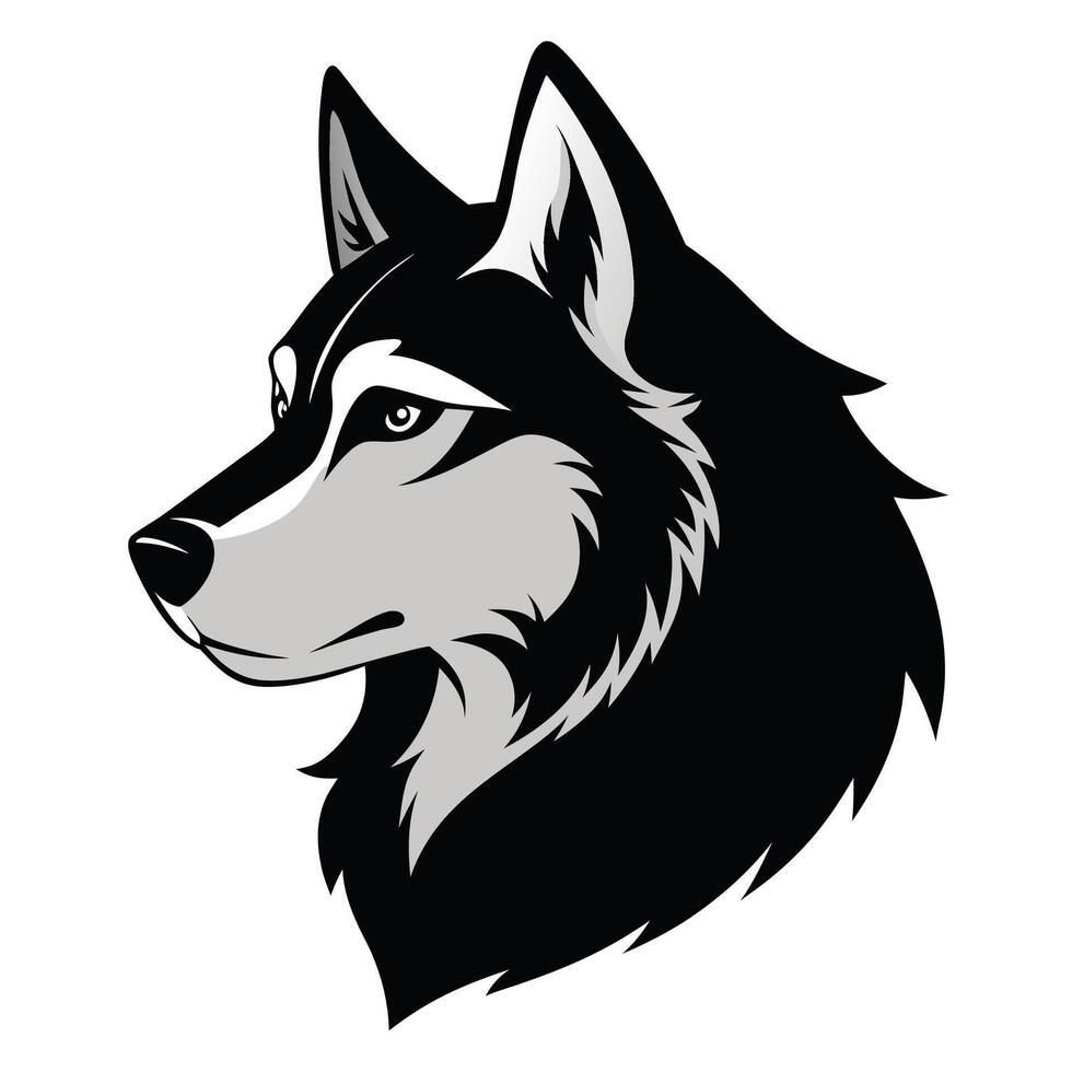 Siberian Husky a black and white illustration of a husky dog vector