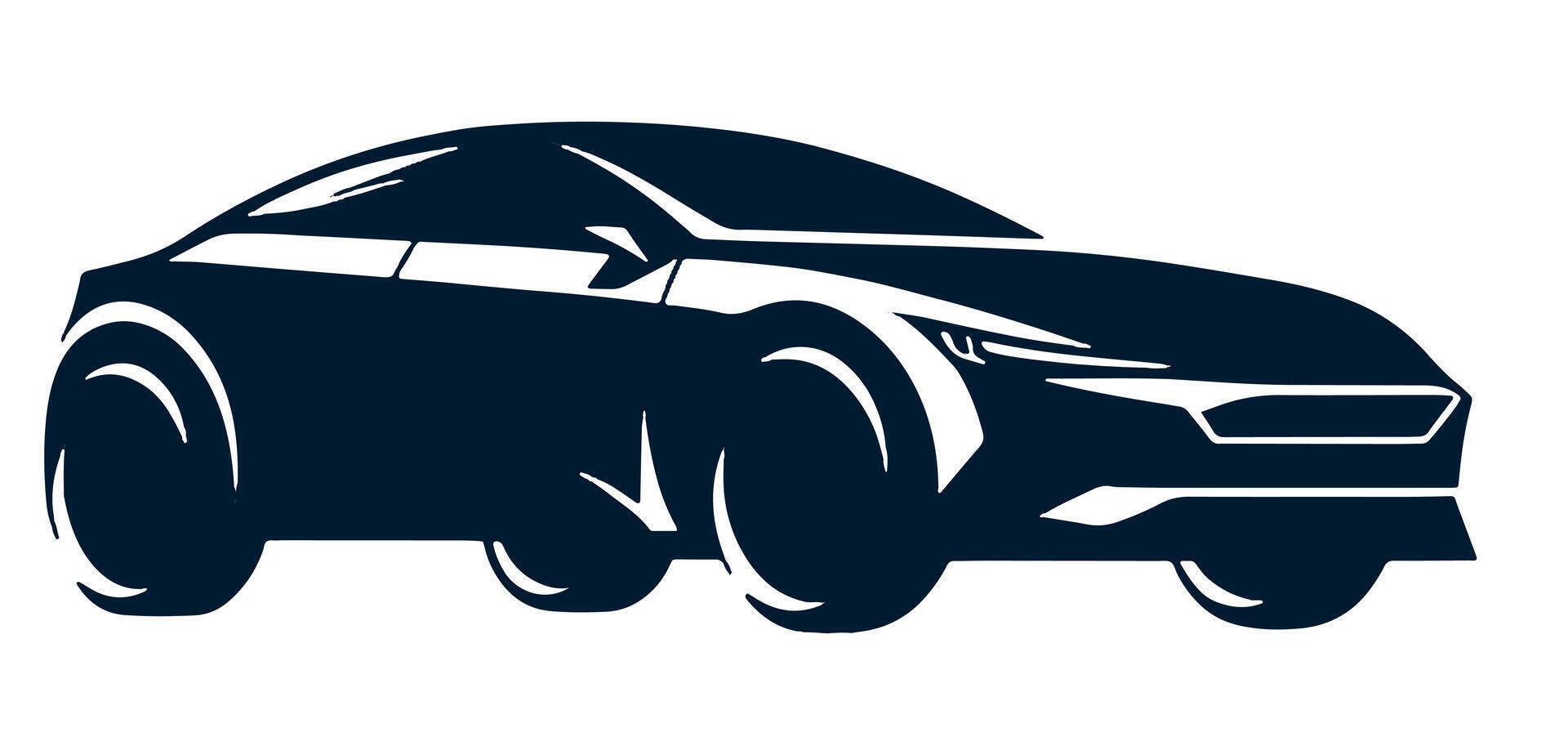 Car icon on white background, silhouette style vector