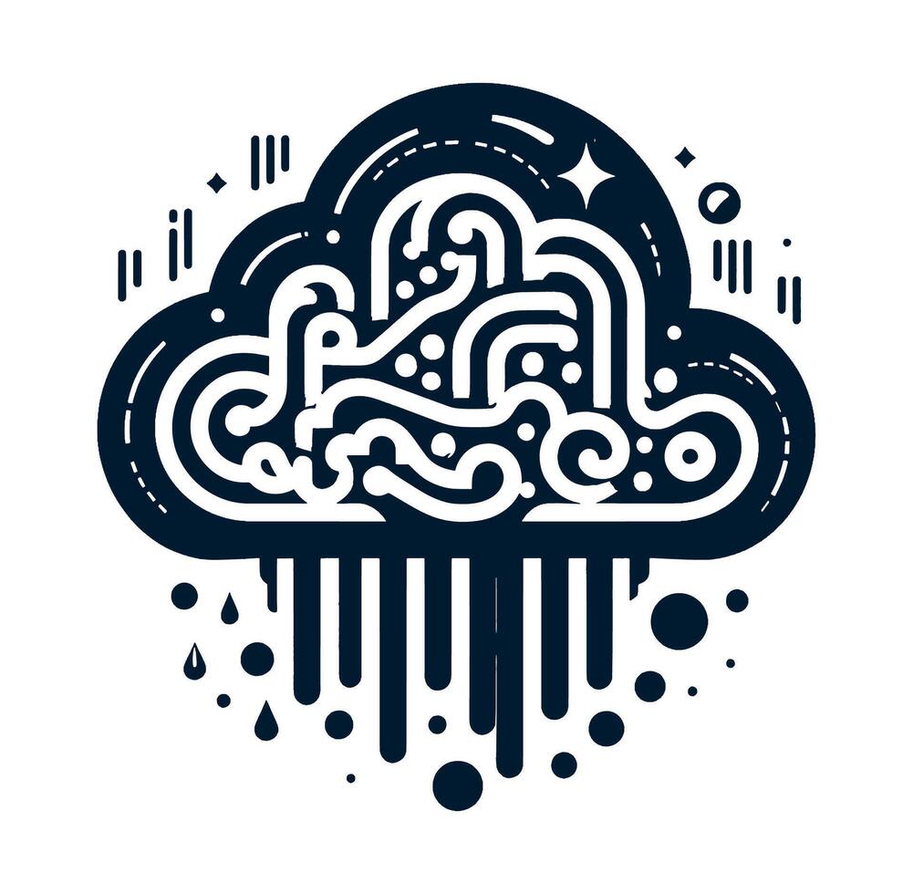 Cloud with rain drops and dots on it vector