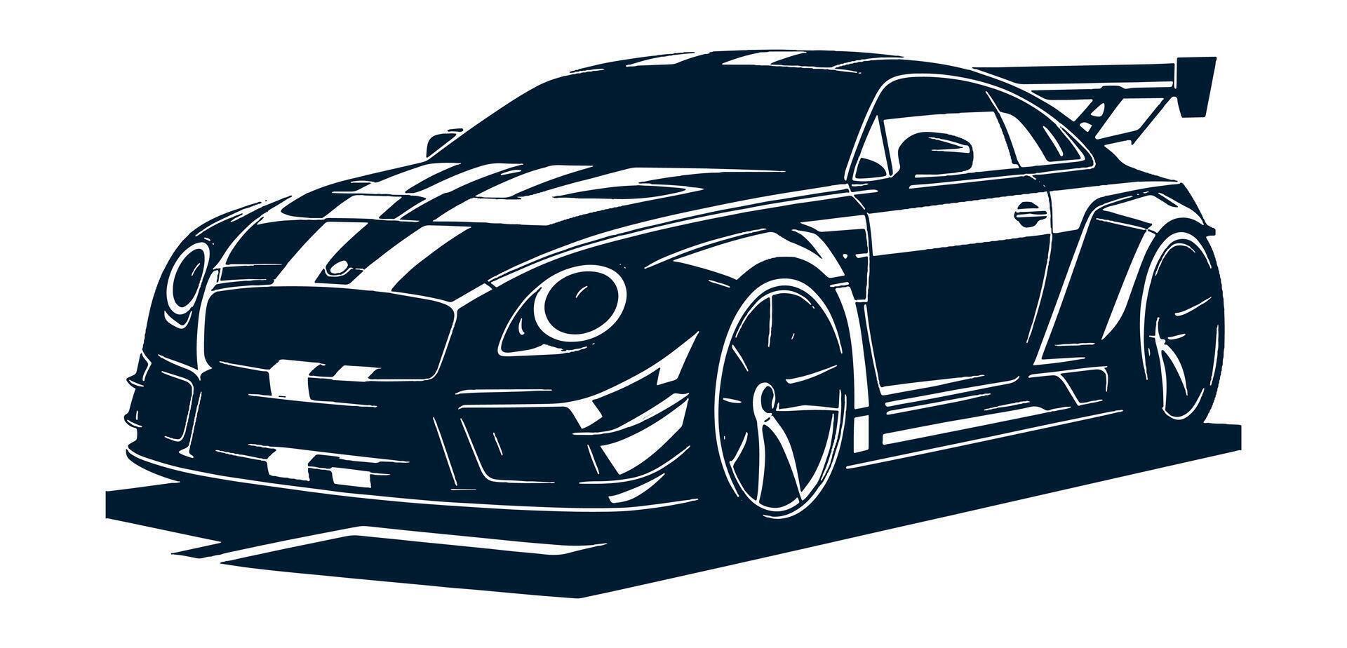 Black and white image of a sports car vector