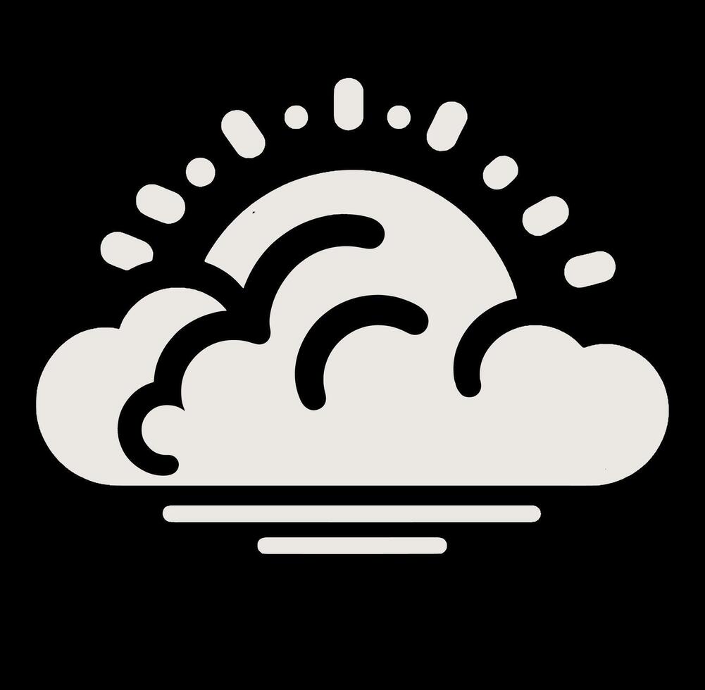 A white cloud with a sun behind it vector