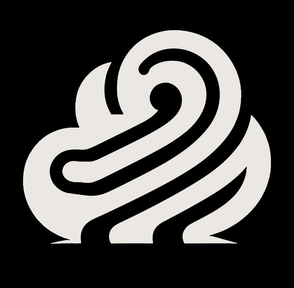 A black and white logo with a wave shape vector