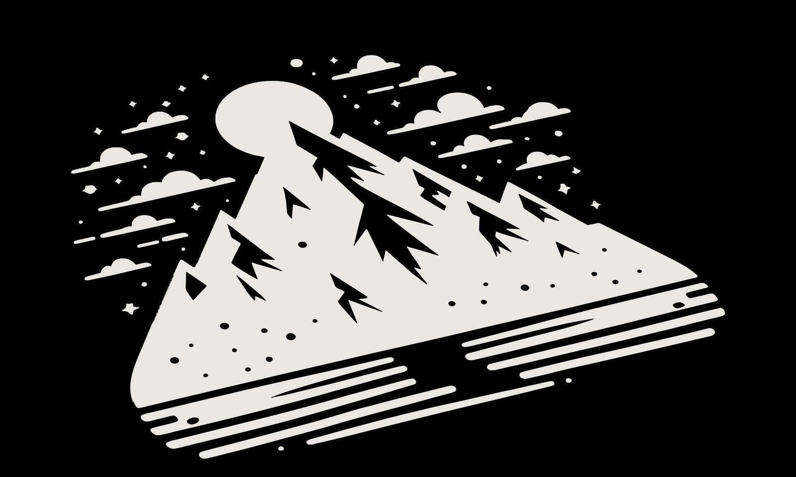 Mountain with a full moon in the background vector