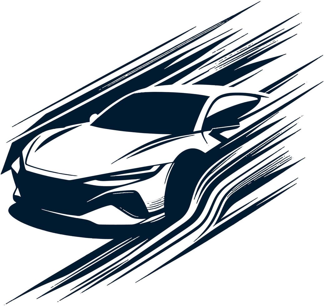A car is driving on a white background vector