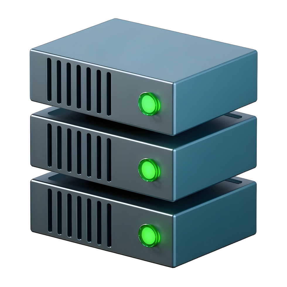Three servers stacked on top of each other png