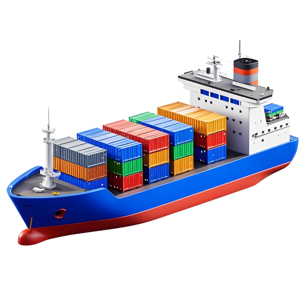 A large container ship with many containers on it png