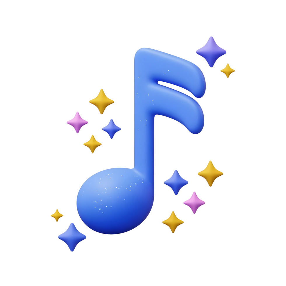 A musical note with stars and a blue background png