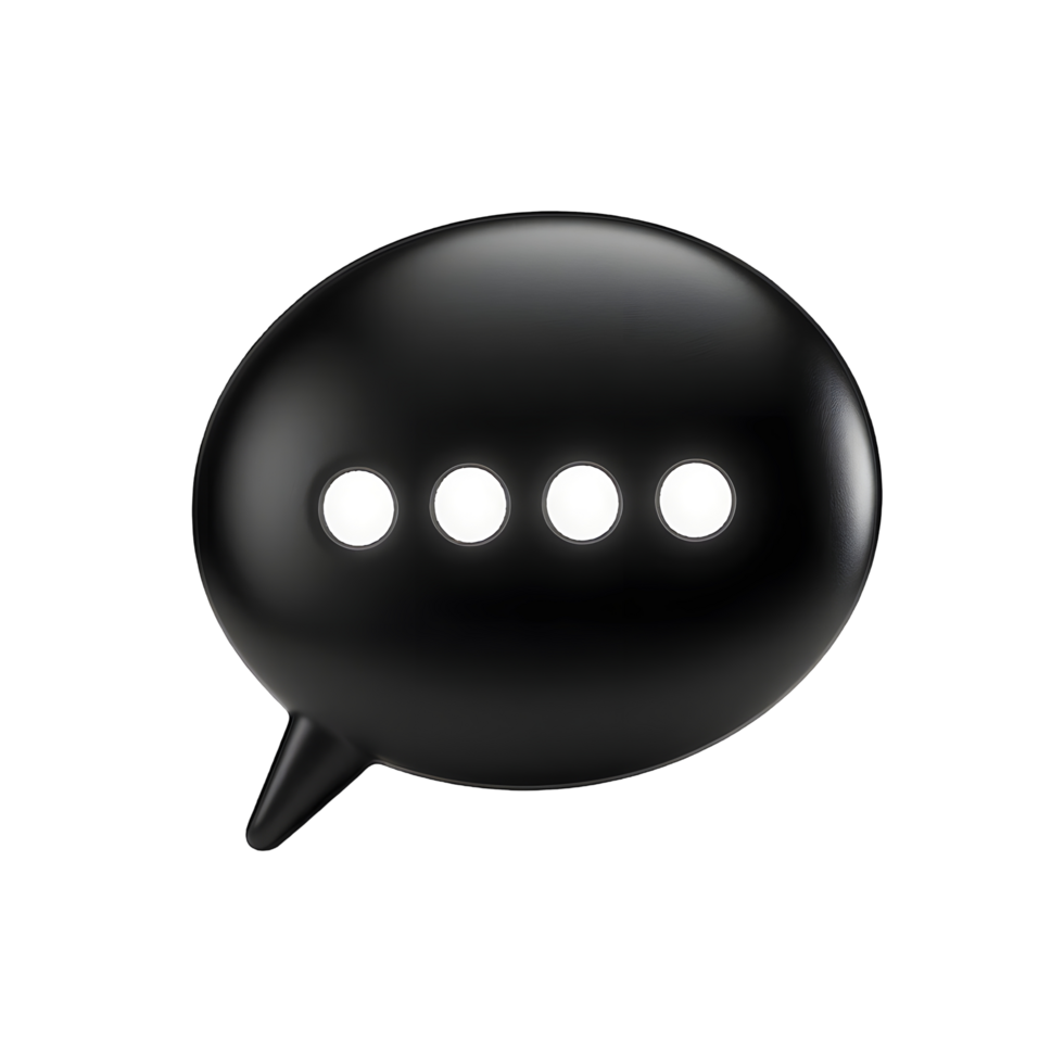 A black speech bubble with four dots on it png