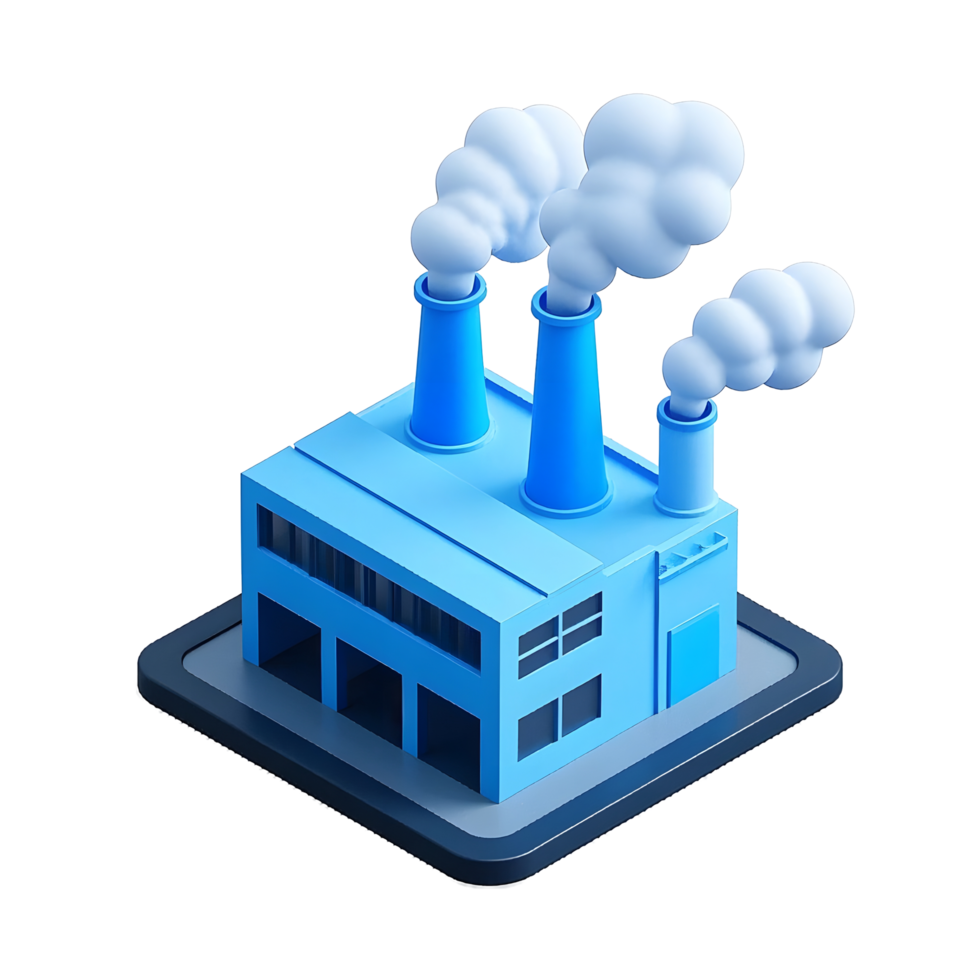 A factory with smoke coming out of the chimneys png