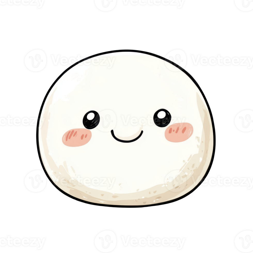Cute Cartoon Character with Happy Face and Blushing Cheeks png