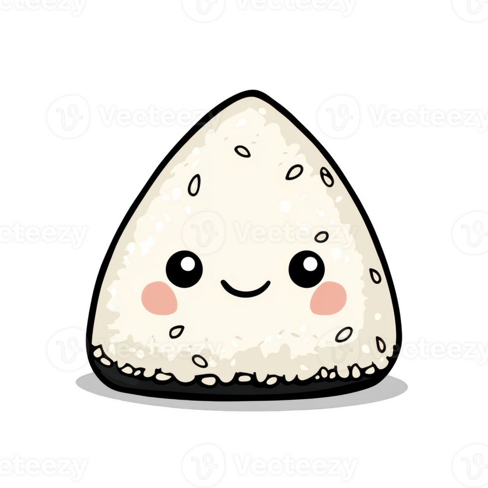 Cute Character Design of Happy Rice Ball with Smiling Face png