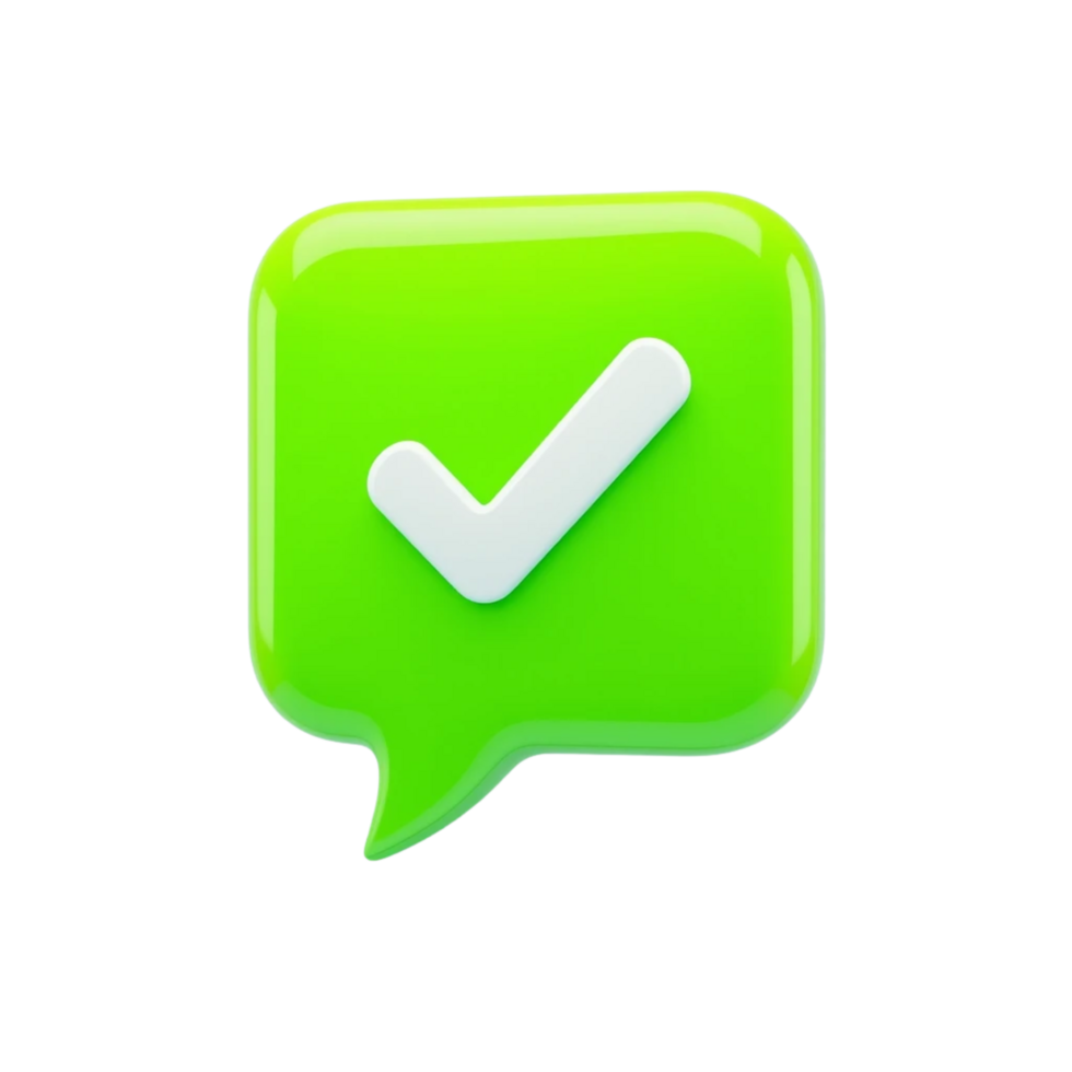 3D render speech bubble bright lime green. png