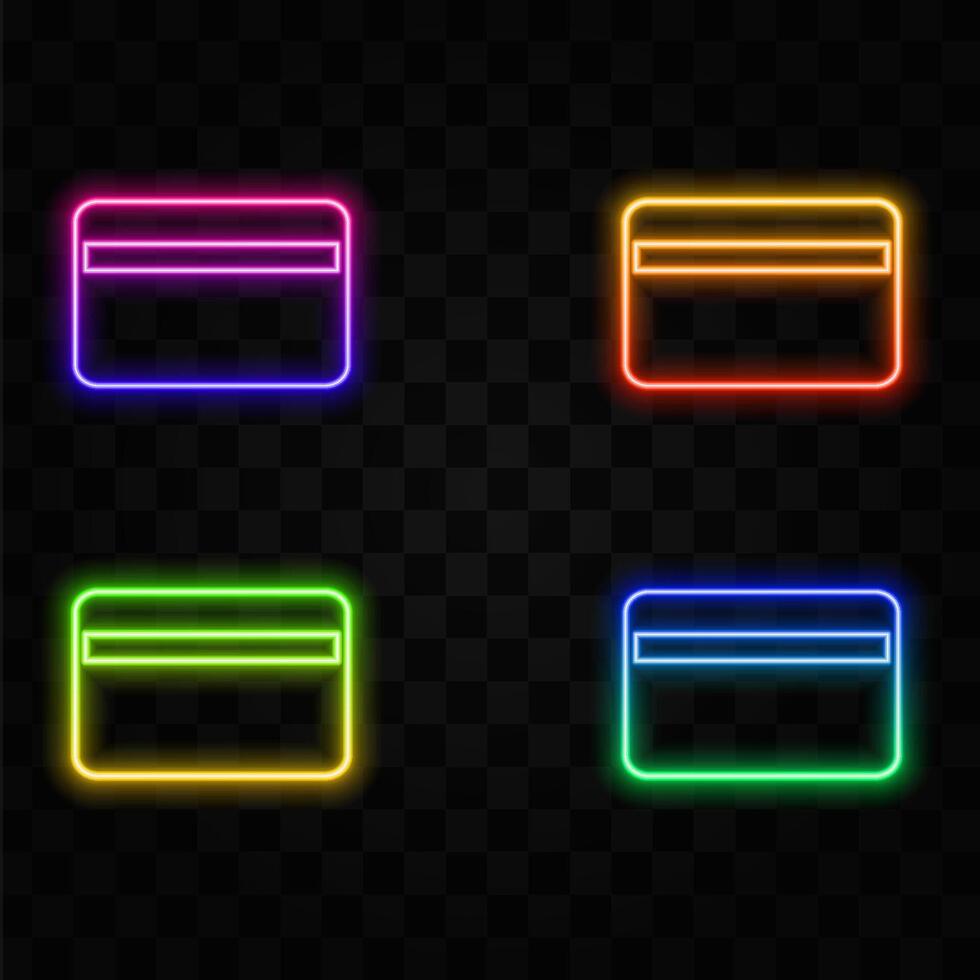 credit card debt and credit icon. neon style. vector