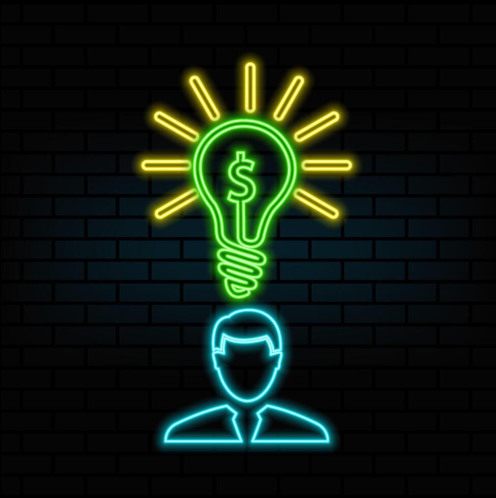 creative business group idea icon. new ideas business icon. neon style. Simple well organized . vector