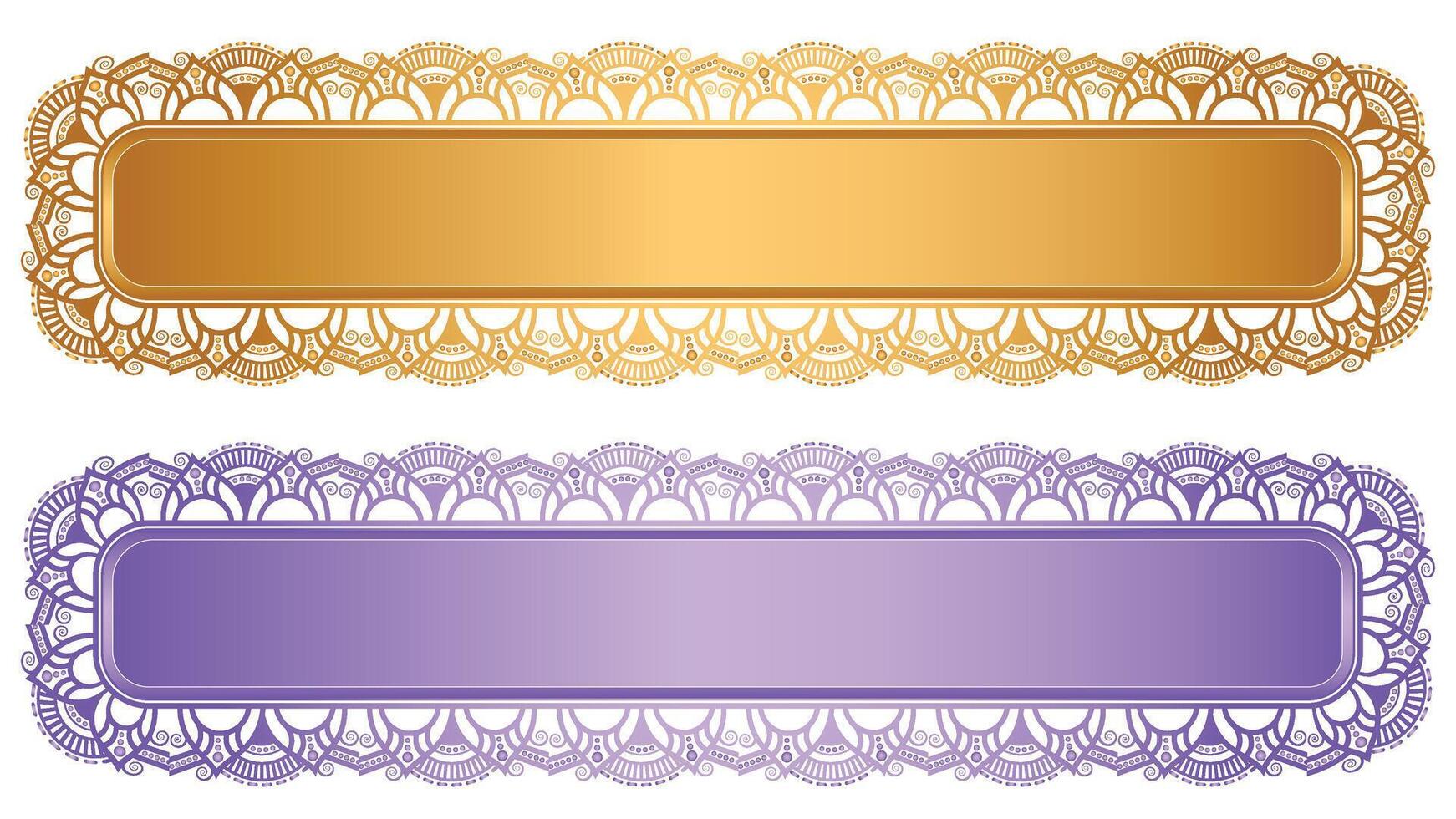 Luxury Golden Islamic Banner Set design Title Frame Transparent Background Text Box vector
