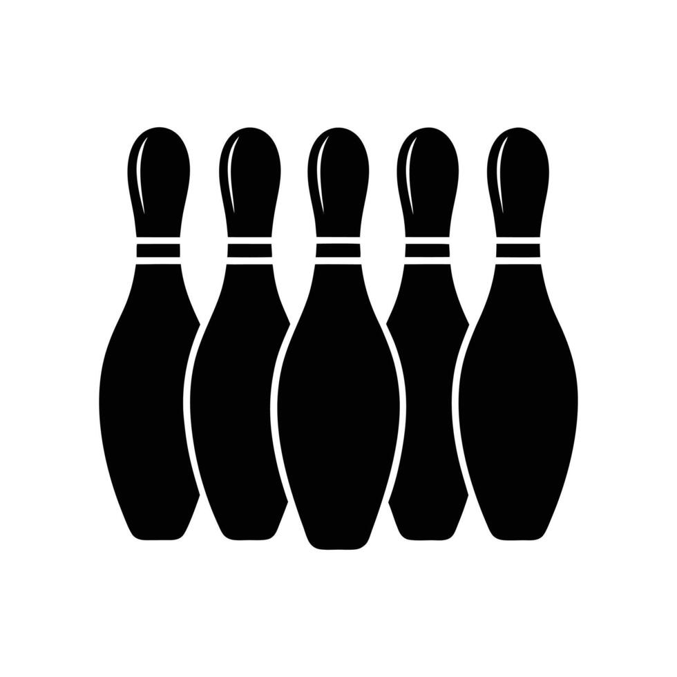 Bowling Pins Silhouette A striking silhouette of five bowling pins, arranged in a classic formation, against a clean background. vector