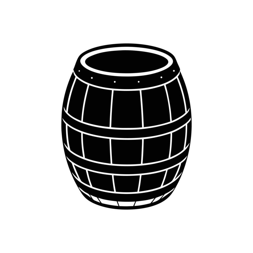 Simple Wine Barrel Silhouette A simple, elegant silhouette of a wooden wine barrel, perfect for illustrating concepts related to winemaking, storage, and rustic charm. vector
