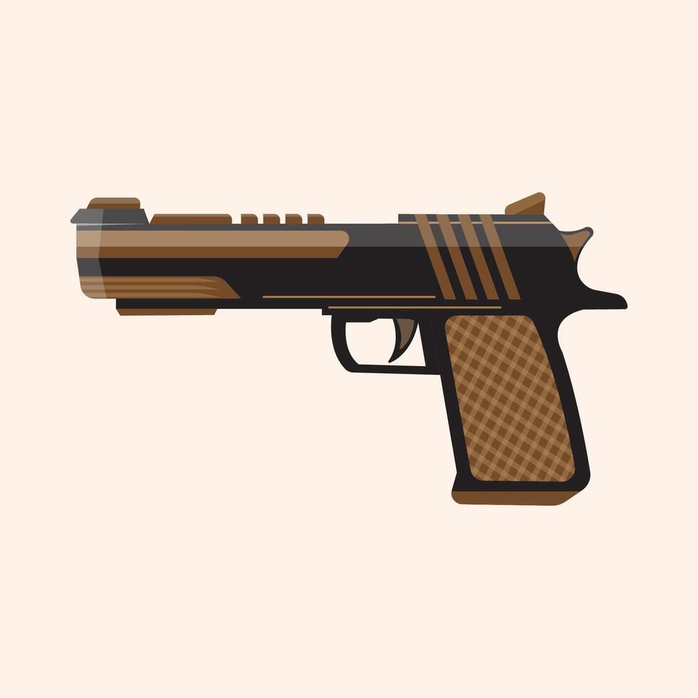 illustration of a gun in black and brown colors vector