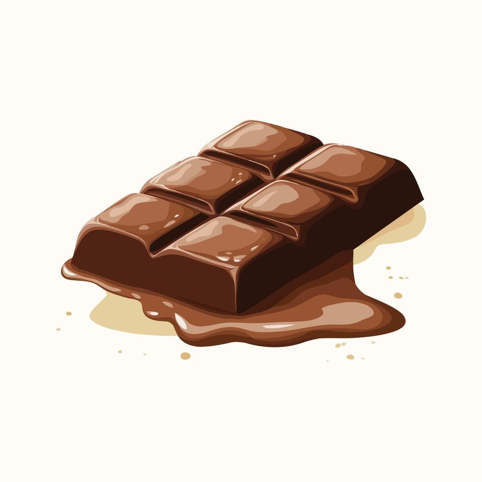 illustration of a melting chocolate bar, simple and modern, brown and cream tones vector