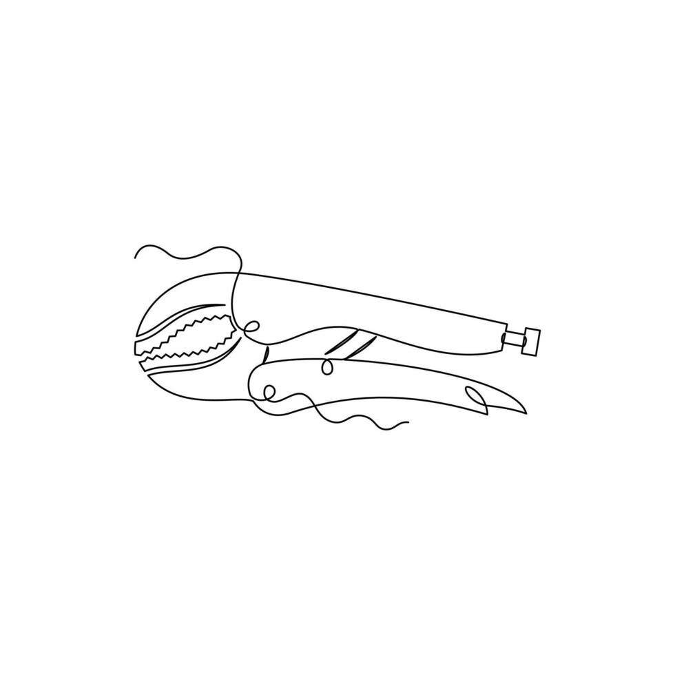 one line art Locking Piler tool illustration. line art, one continuous line, simple, hand drawn and sketch style. for icons, symbols, signs or logos vector
