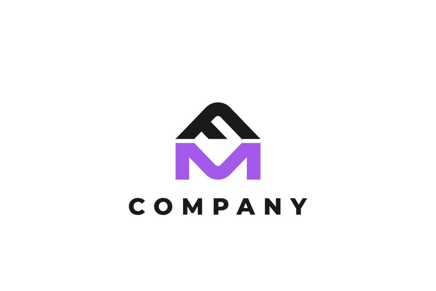 letter fm or mf abstract business modern minimalist logo vector