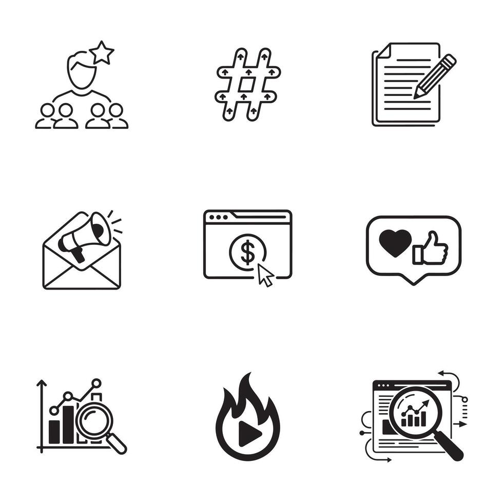 Digital Marketing and Social Media Icons Set vector