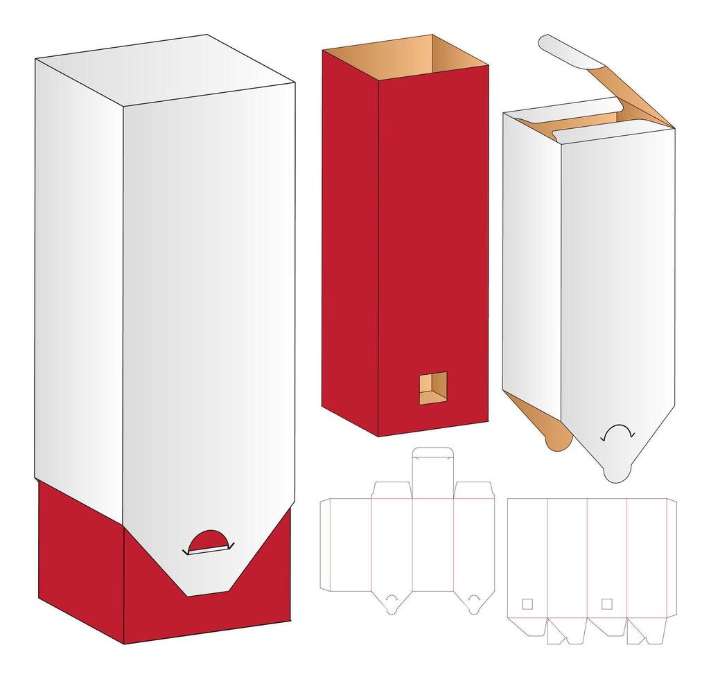A set of different boxes and a red one vector