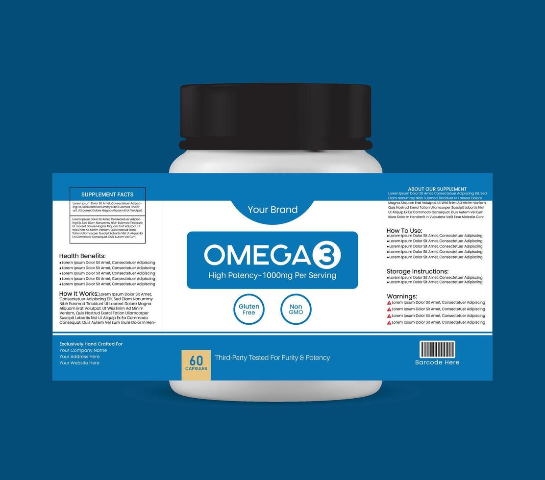 Omega 3 Supplement Label Template vector