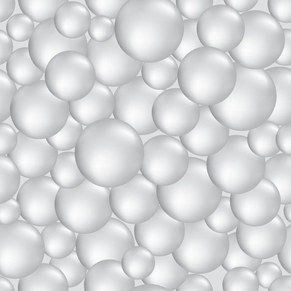 White pearl shape flowing bubbles. Ball seamless pattern. Soap bubbles background. vector