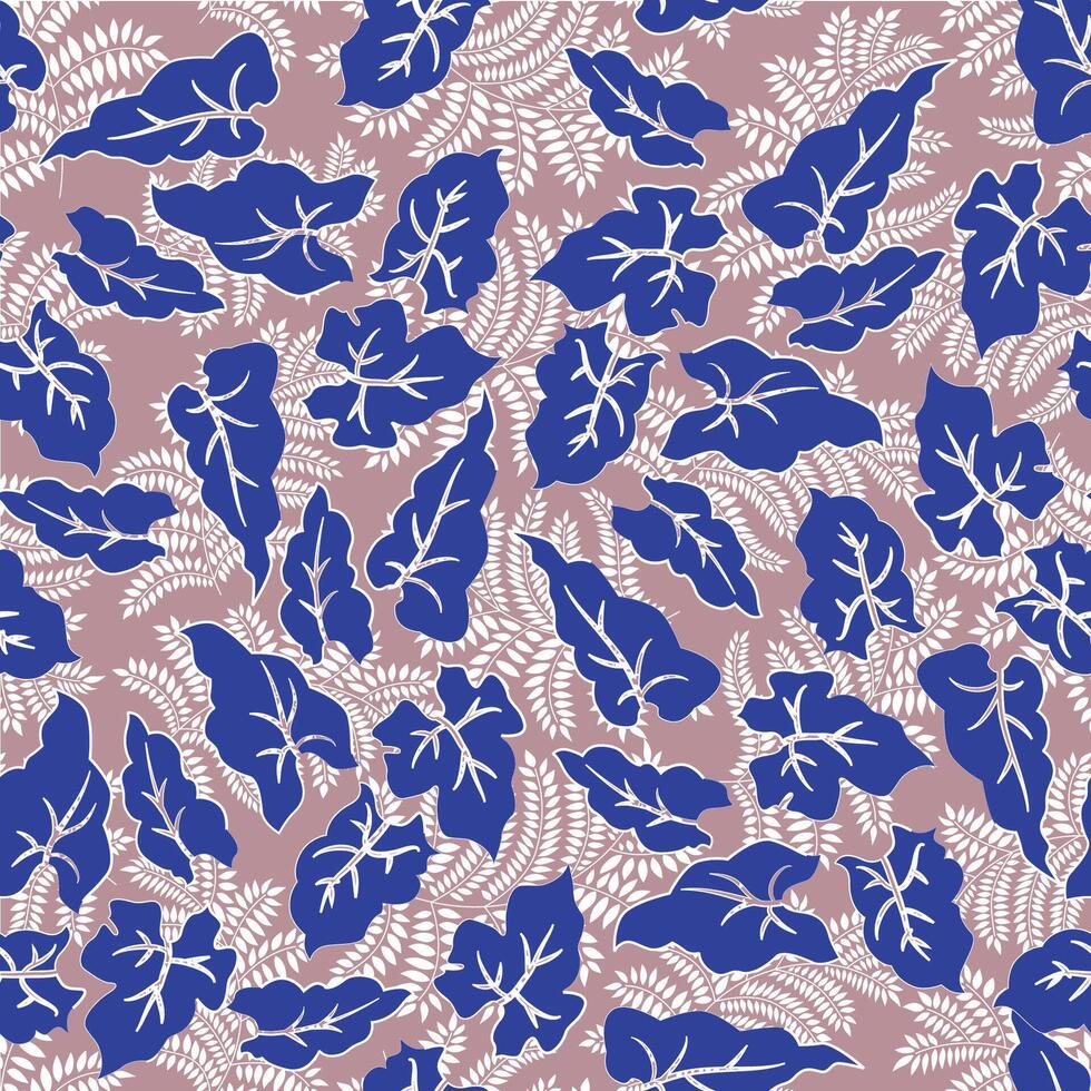 Flourish leaves ornament over soft silk folds background. The texture of textile. Floral seamless pattern. vector
