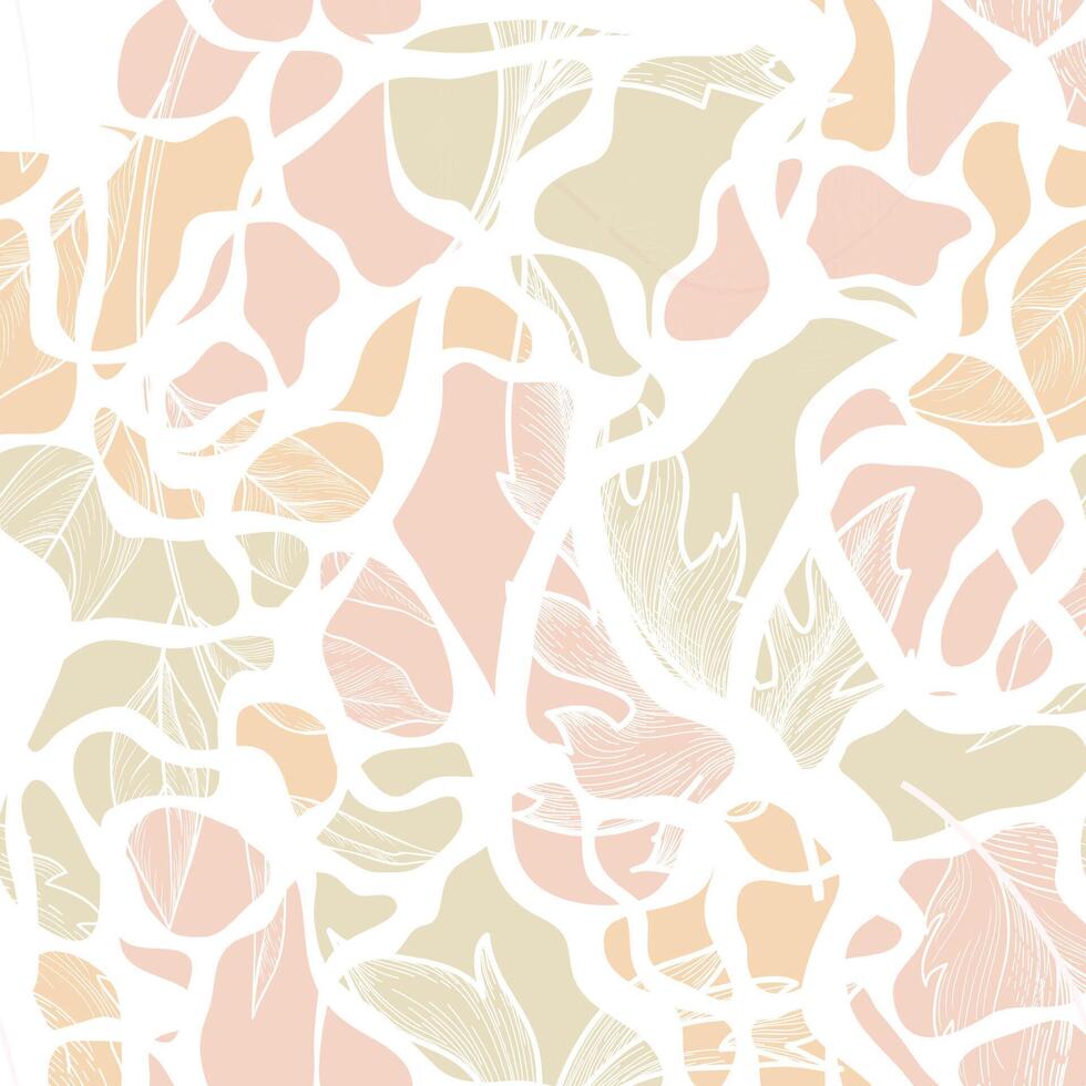 Nature leaves autumnal seamless pattern. Flowing organic shape foliage texture. Flourish nature garden drawing. Fall leaves Seasonal Nature background. vector