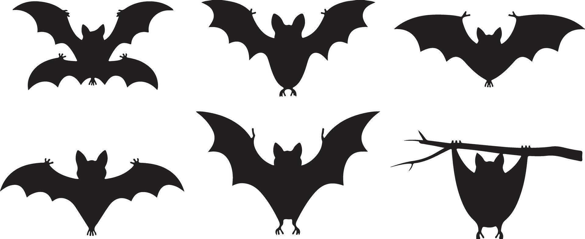 Bat silhouettes bundle vector