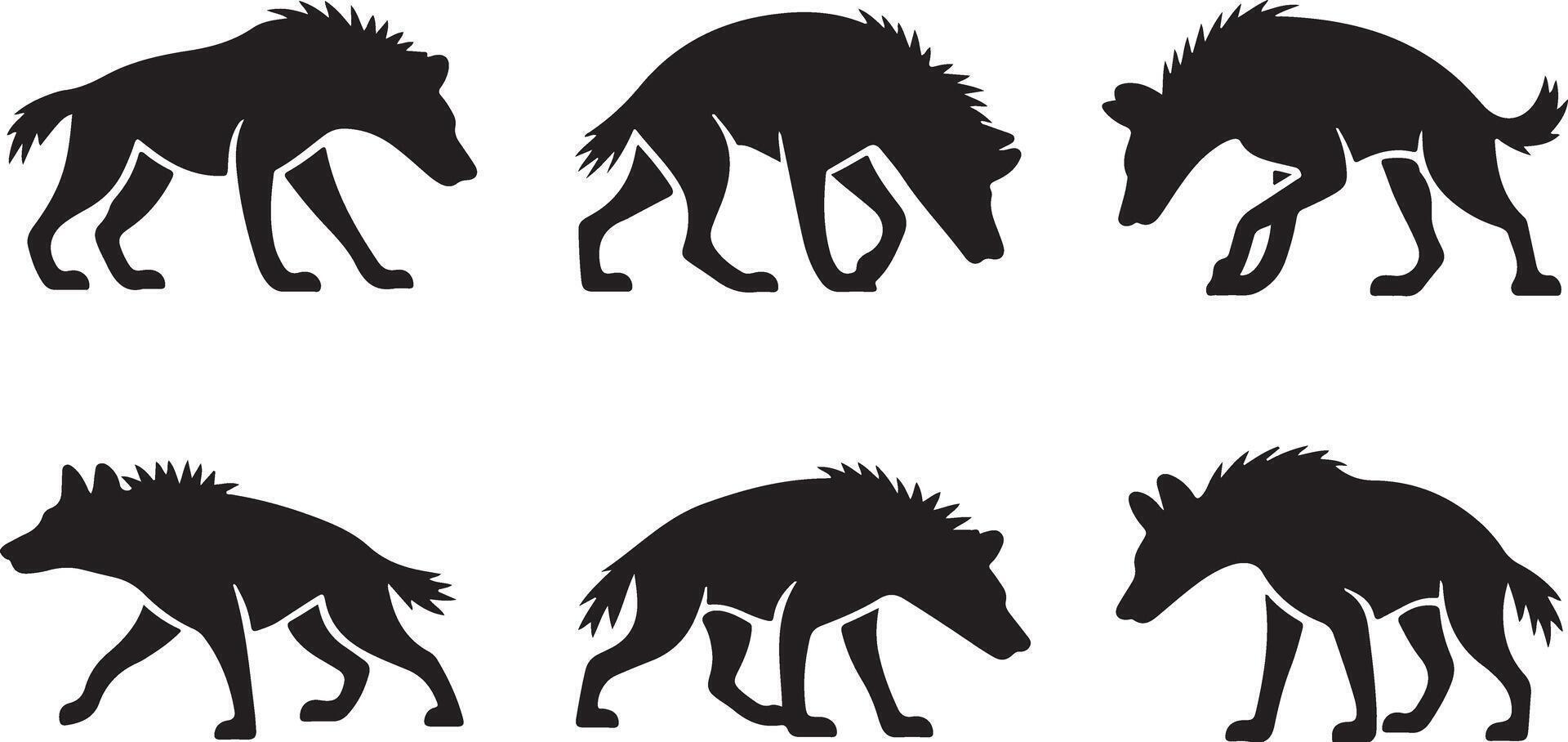 Collection of Hyena silhouettes vector