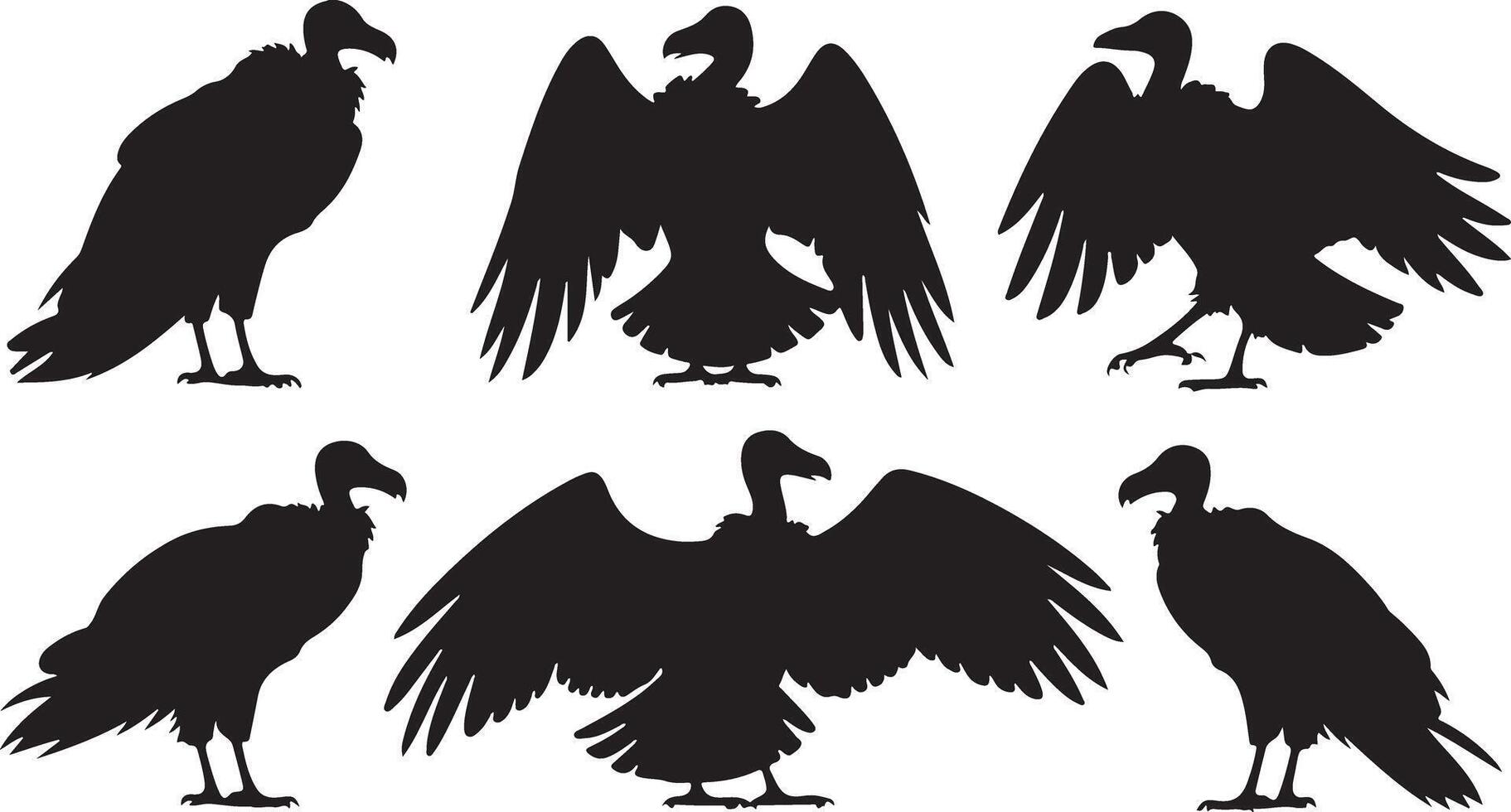 Set of Vulture silhouettes vector