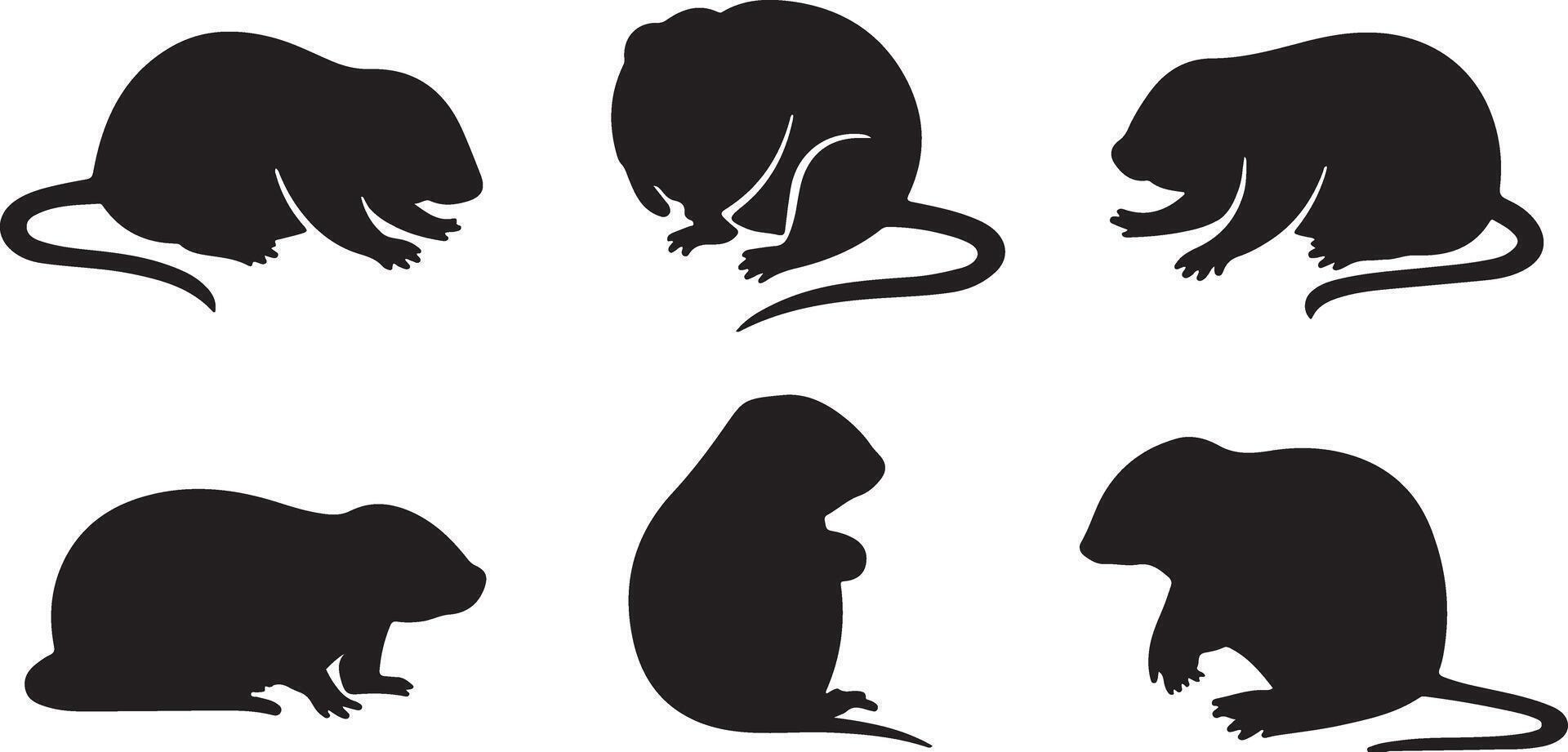 Set of Mole silhouettes vector