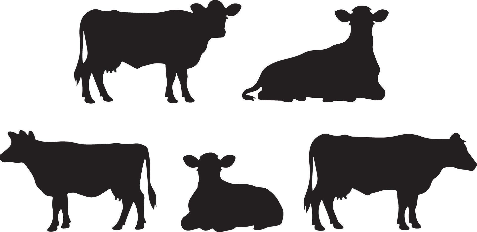 Collection of Cow silhouettes vector